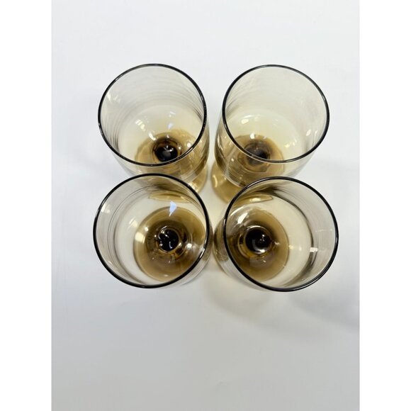 Wine Glasses Water Goblets Goblets Libbey Tawny Accent Smoky Brown Amber Vintage - Picture 10 of 11